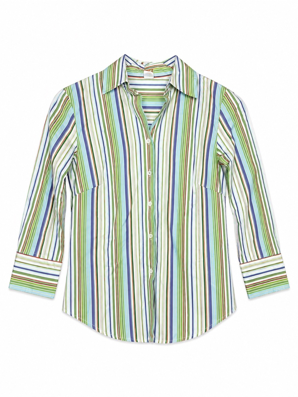 J.Crew Multicolor Striped Button Down Shirt Women’s XS Stretch Cotton 3/4 Sleeve